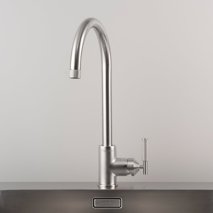 Buster+Punch Mixer tap from Buster & Punch with cross pattern in stainless steel
