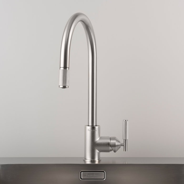 Buster+Punch Pull-out mixer from Buster & Punch with cross pattern in stainless steel