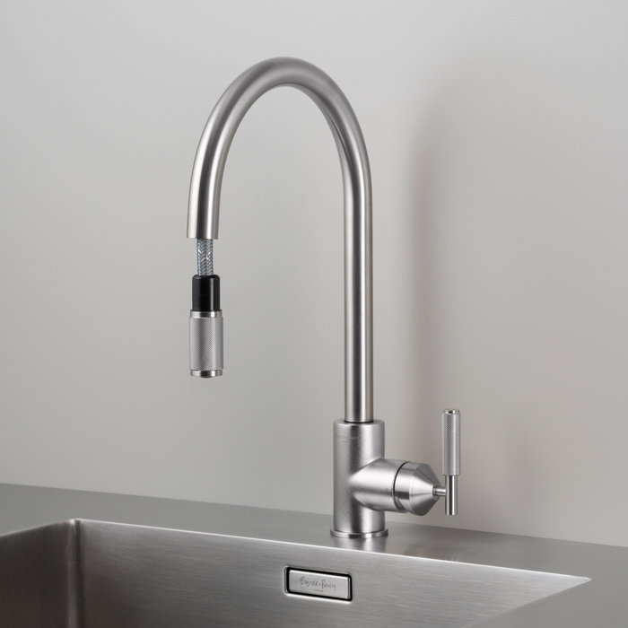 Buster+Punch Pull-out mixer from Buster & Punch with cross pattern in stainless steel