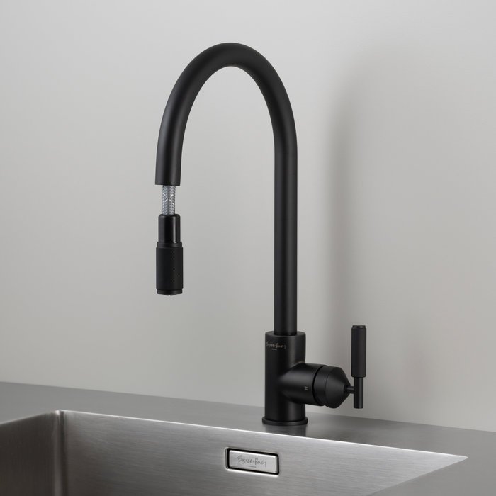 Buster+Punch Black pull-out tap from Buster & Punch with cross pattern