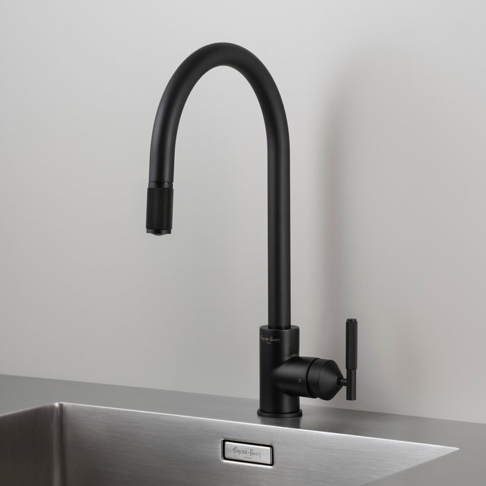Buster+Punch Black pull-out tap from Buster & Punch with Linear pattern