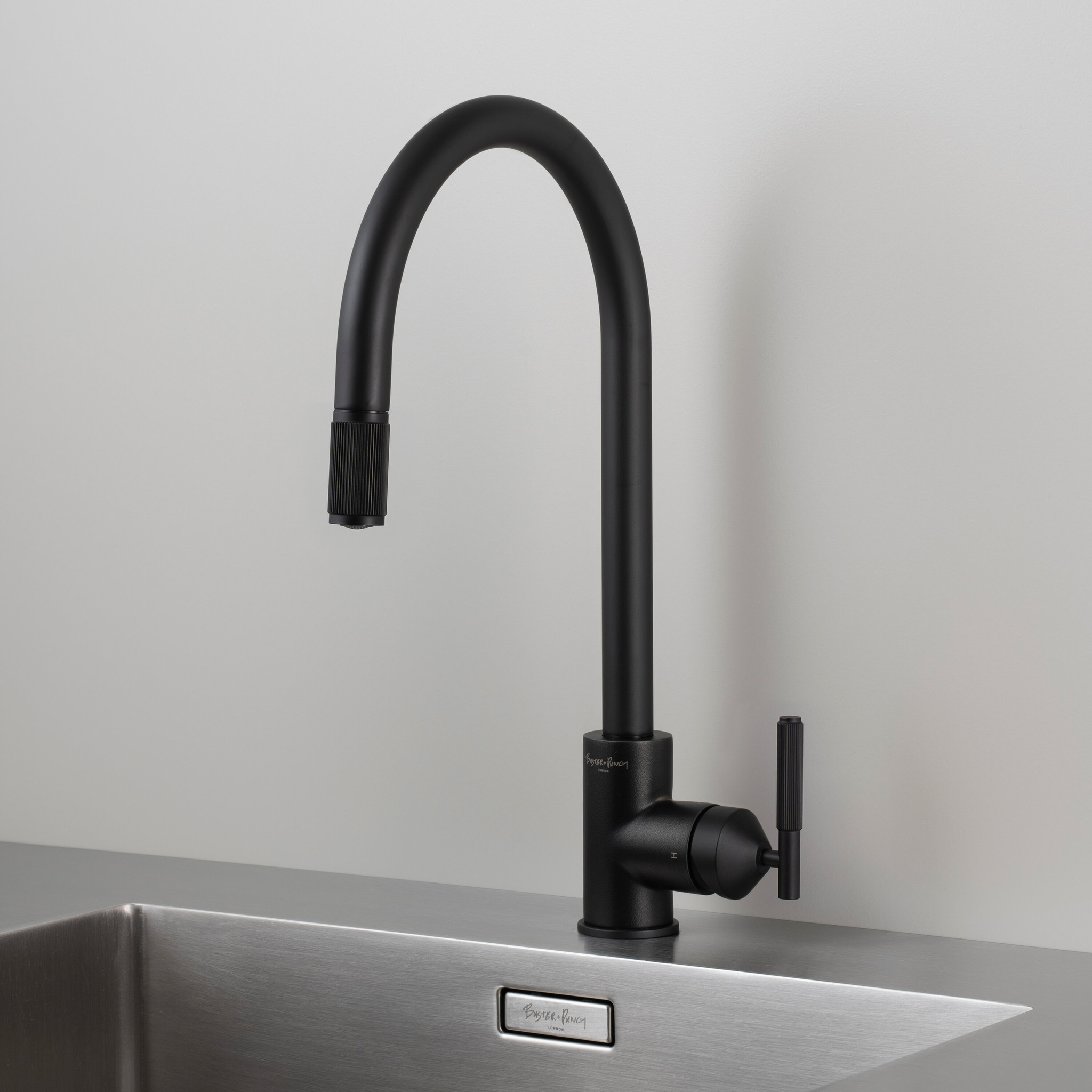Black pullout Cross cut mixer tap from Buster & Punch
