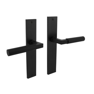Intersteel Black door handles Bau-Stil on long shield