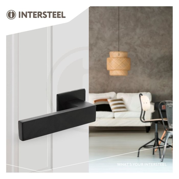 Intersteel Deurklink Amsterdam op vierkant rozet 50x50x5 mat zwart