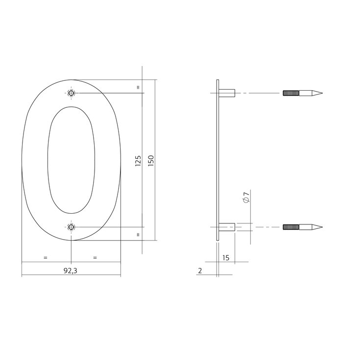 Intersteel Intersteel Hausnummer "0" 150x2mm Edelstahl gebürstet