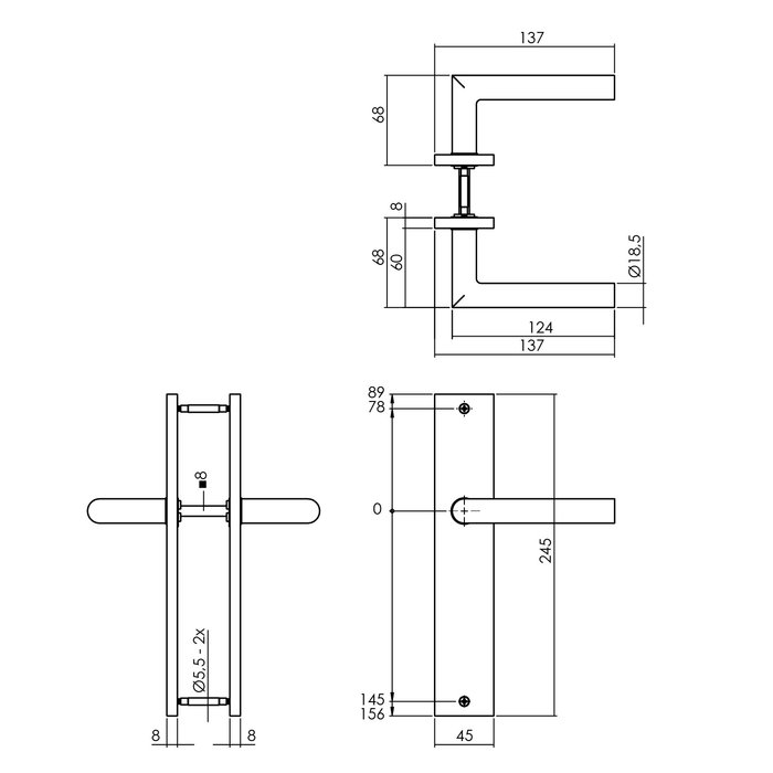 Intersteel Intersteel Deurkruk Bastian op schild 245x45 mm mat zwart