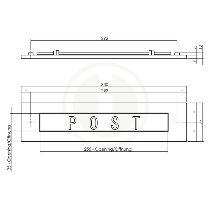 Intersteel Intersteel Letterbox rectangular with sprung valve brass tumbled