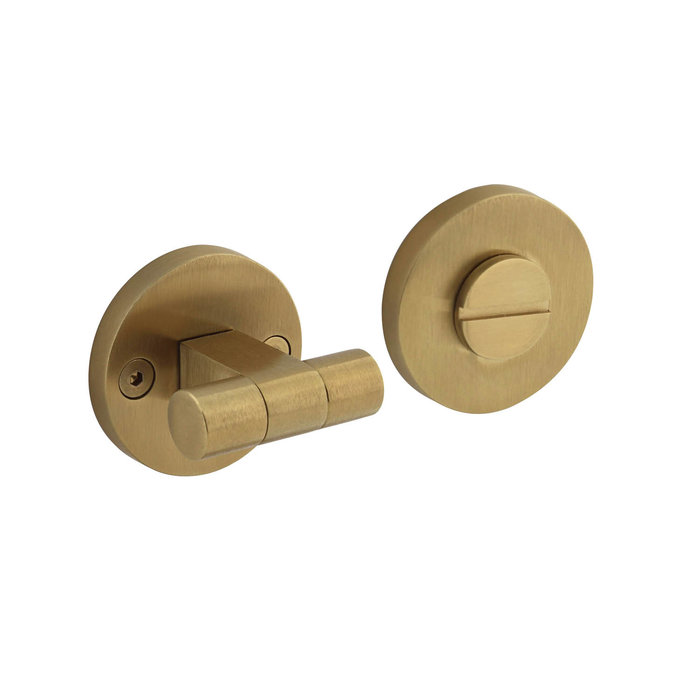 Intersteel Brass WC-closure Grand & Johnson with knob on screw hole rosette Ø55x8mm stainless steel PVD