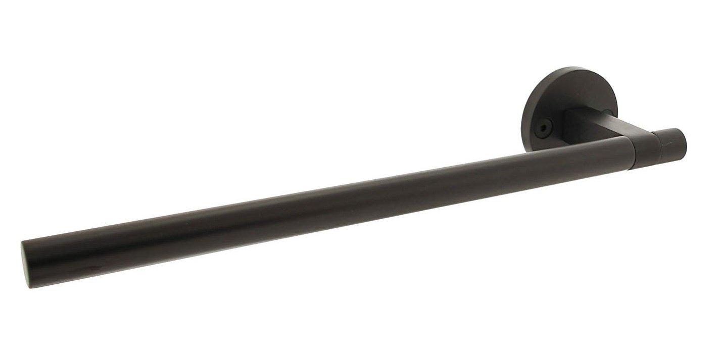 Deurkruk shiraat bij grand & johnson 250 mm op éénzijdig verdekt rozet ø 55x8 mm zwart | Deurklinkenshop