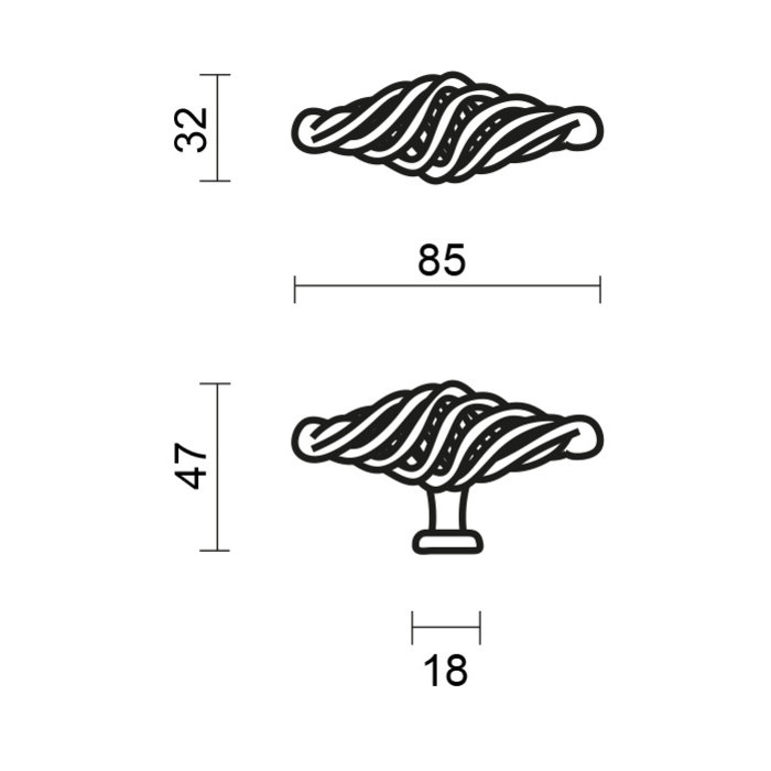 HDD Meubelgreep SPIRALUS groot recht roest