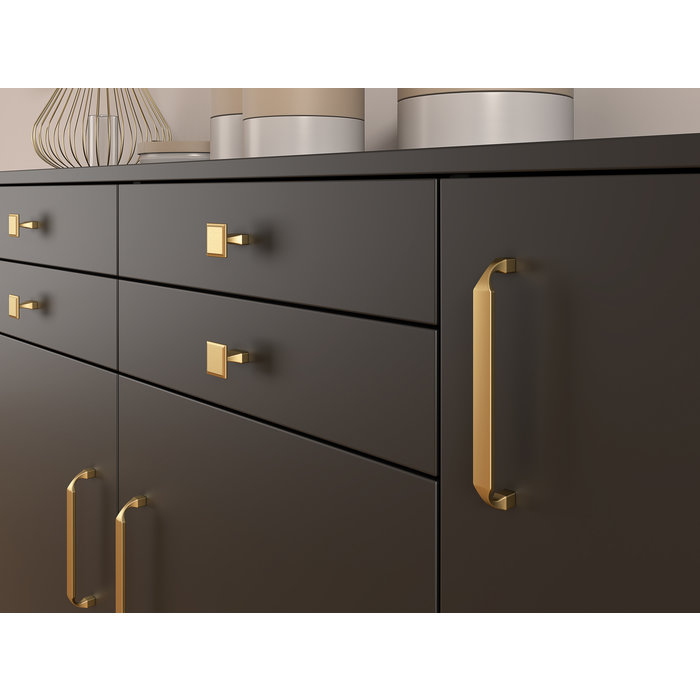 I.B.E. Meubelknop 32x32 mm geborsteld Goud vierkant