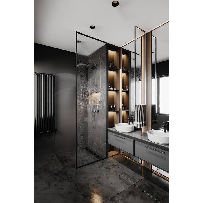 I.B.E. Mattschwarzer Möbelgriff geriffelt 160 mm