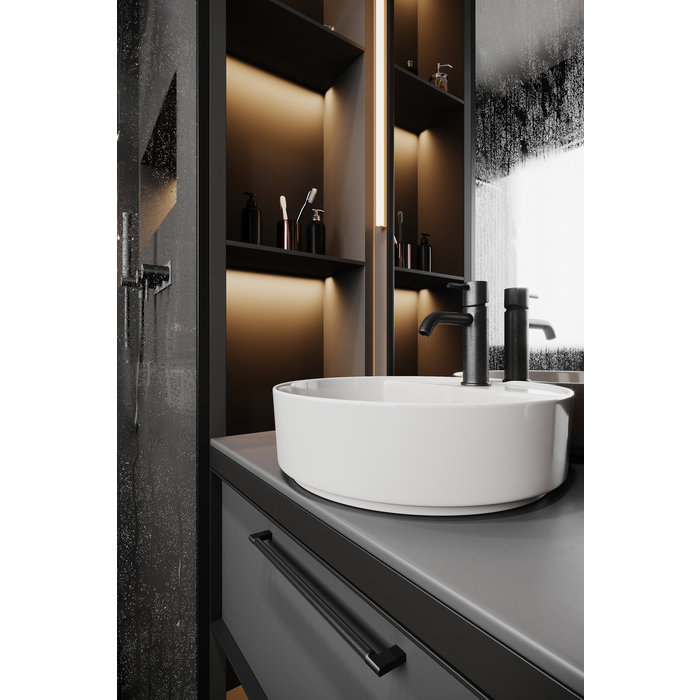 I.B.E. Matt black Furniture handle ribbed 480 mm