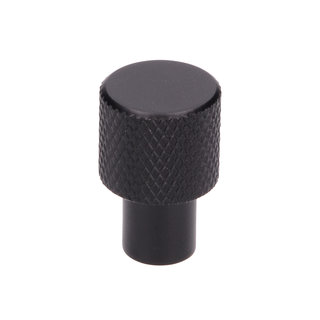 I.B.E. Black round furniture knob Ø 16 mm ribbed