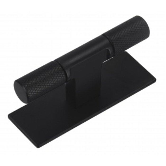 I.B.E. Matt black furniture knob T- 72 mm ribbed
