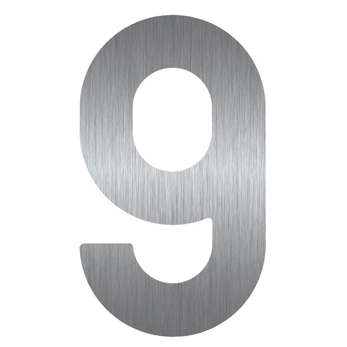 HDD Stainless steel house number 9 with a height of 130mm