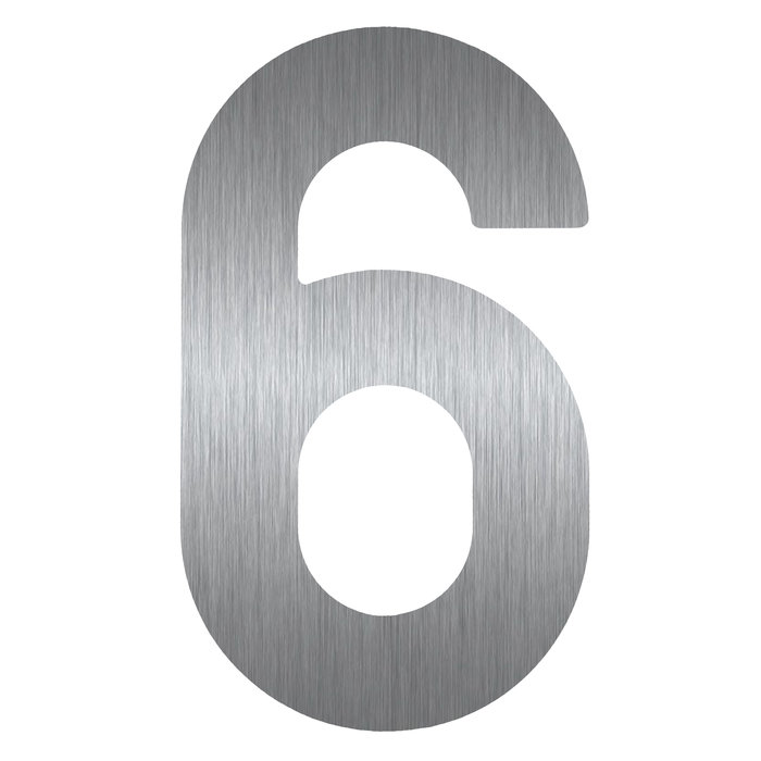 HDD Stainless steel house number 6 with a height of 130mm