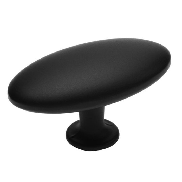 I.B.E. Mattschwarz Möbelknopf flach oval 64 mm