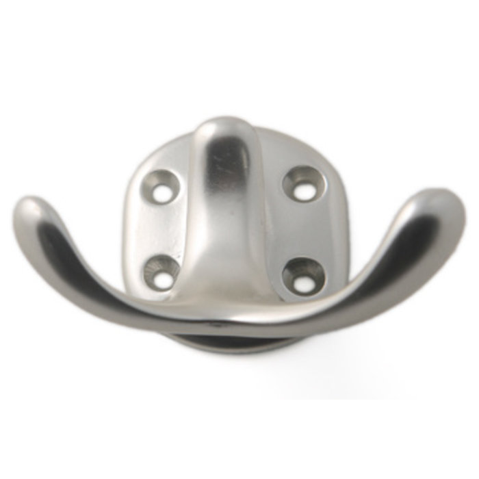 I.B.E. Coat hook double 50 mm high silver