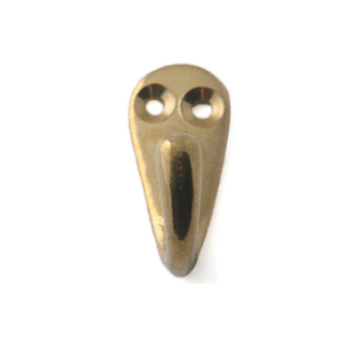 I.B.E. Brass Coat hook single 40 mm high 2-hole