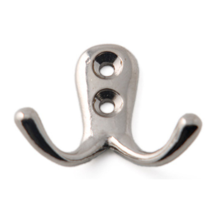 I.B.E. Coat hook double 45 mm wide chrome-plated 2-hole vertical