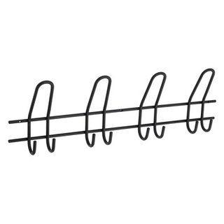 I.B.E. Black Coat rack with 4 double hooks 530 mm straight