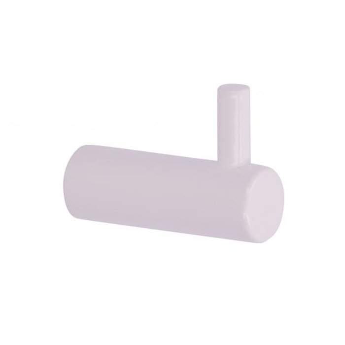 I.B.E. Single white coat hook 40 mm deep without back plate