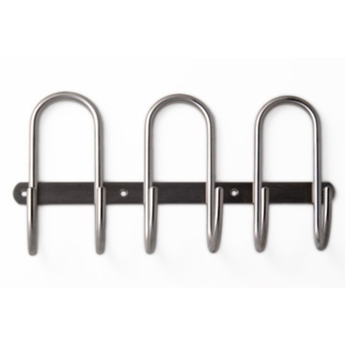 Modern coat rack with 3 round double hooks