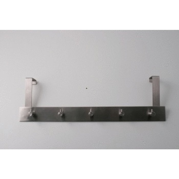 I.B.E. Door coat rack 400 mm brushed stainless steel 5 hooks wardrobe