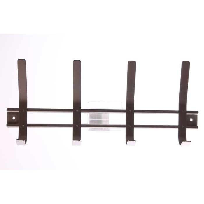 I.B.E. Coat rack 4 x coat-hat hook 355 mm wide stainless steel brushed flat