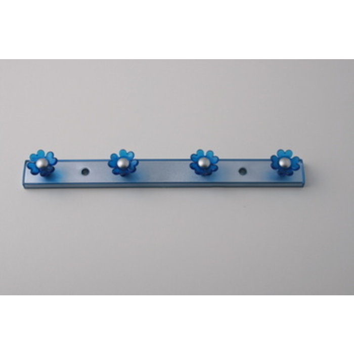 I.B.E. Children's coat rack FLOWER blue 300 mm wide with four hooks