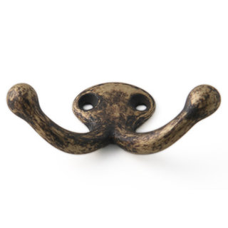 I.B.E. Patère double 72 mm large bronze antique 2 trous