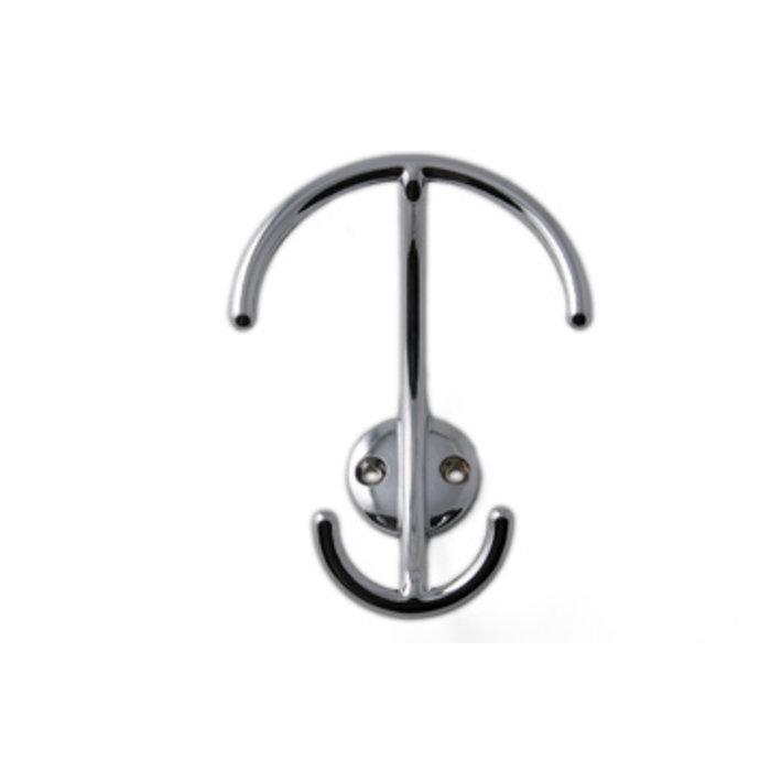 I.B.E. Moderne Hoed-/ jashaak 118 mm hoog uit zamac verchroomd 2-gaats