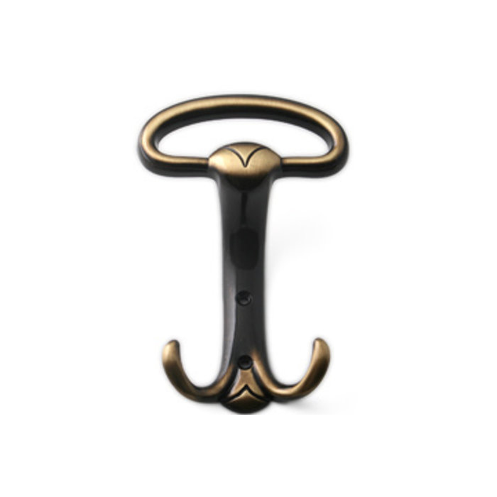 I.B.E. Beautiful hat/coat hook 150 mm high from zamac bronzed 2-hole vertical