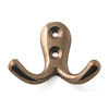 I.B.E. Coat hook double 45 mm wide brass 2-hole