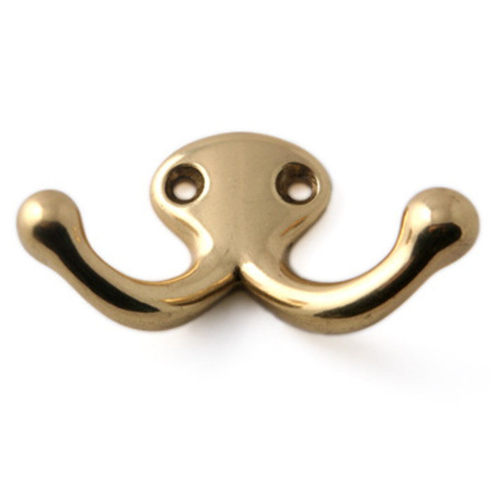 I.B.E. Double coat hook 72 mm wide Brass 2-hole
