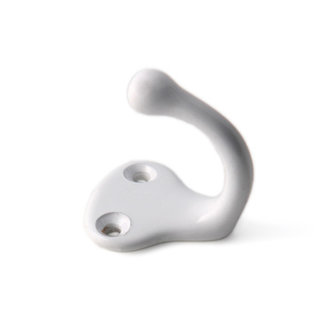 I.B.E. Brass coat hook single 38 mm high white