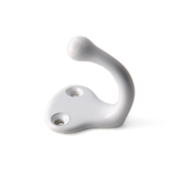 I.B.E. Brass coat hook single 38 mm high white 2-hole