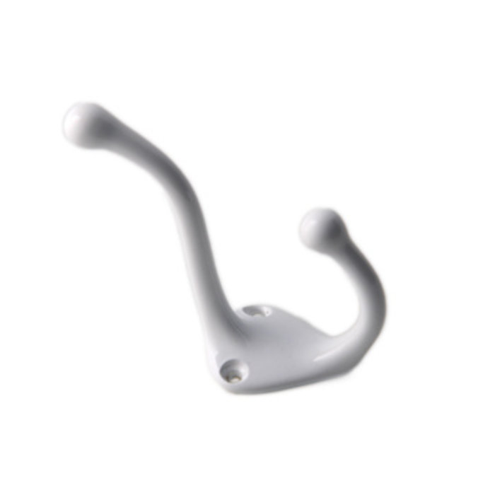 I.B.E. White Hat/coat hook 75 mm high single 2 holes