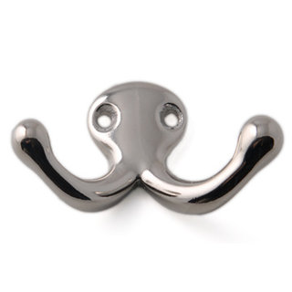 I.B.E. Coat hook double 74 mm wide 2-hole chrome plated