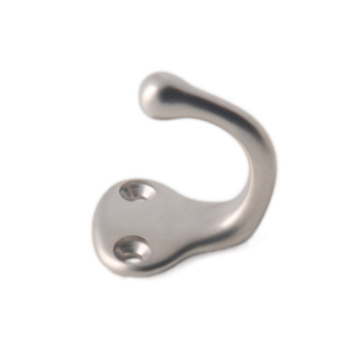 I.B.E. Coat hook single 38 mm high stainless steel finish 2-hole horizontal