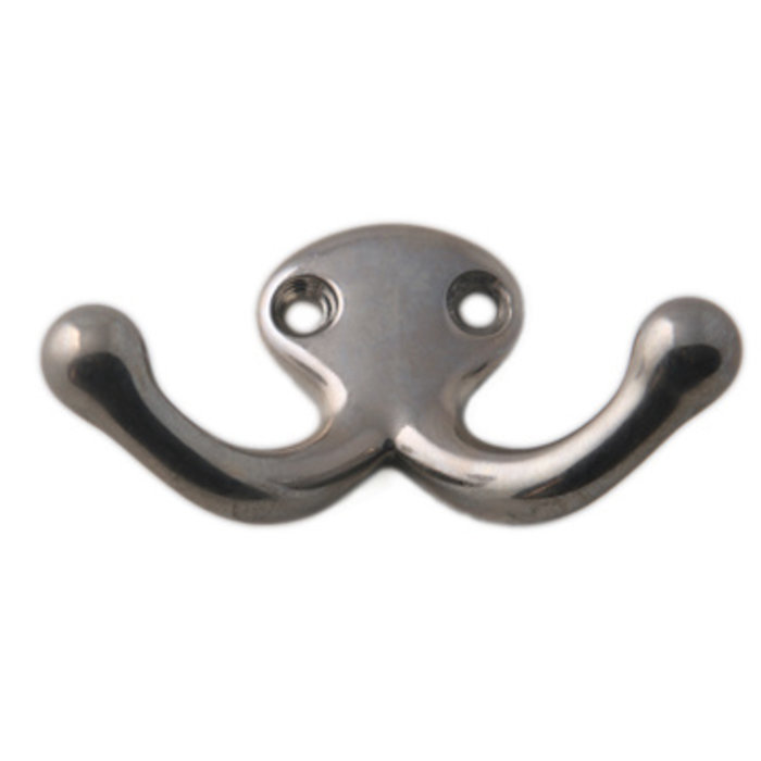 I.B.E. Coat hook and double 74 mm wide stainless steel finish 2-hole horizontal