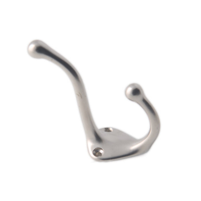 I.B.E. Hat/coat hook 75 mm high single stainless steel color 2-hole horizontal