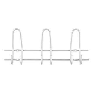 I.B.E. Coat rack with 3 double hooks 390 mm Aluminum color straight