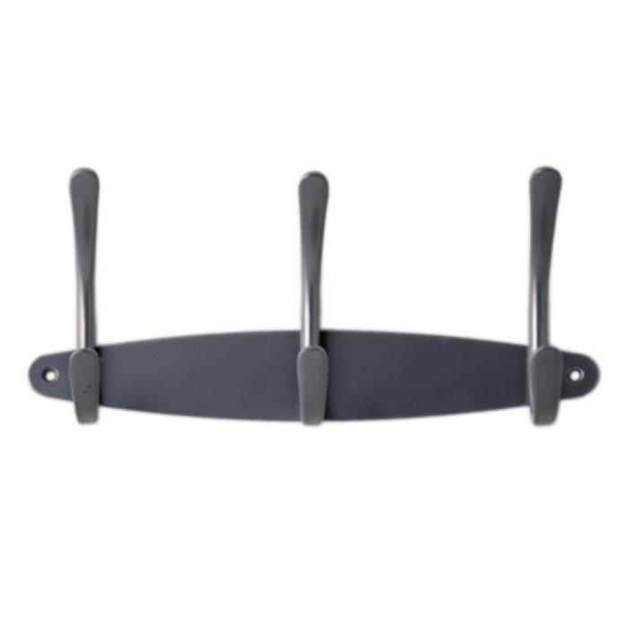 I.B.E. Garderobe mit 3 Haken 310 mm aluminiumfarben auf ovaler Rückwand