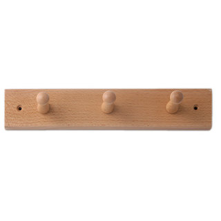 I.B.E. Shelf coat rack beech with 3 hooks varnished 320 mm wide