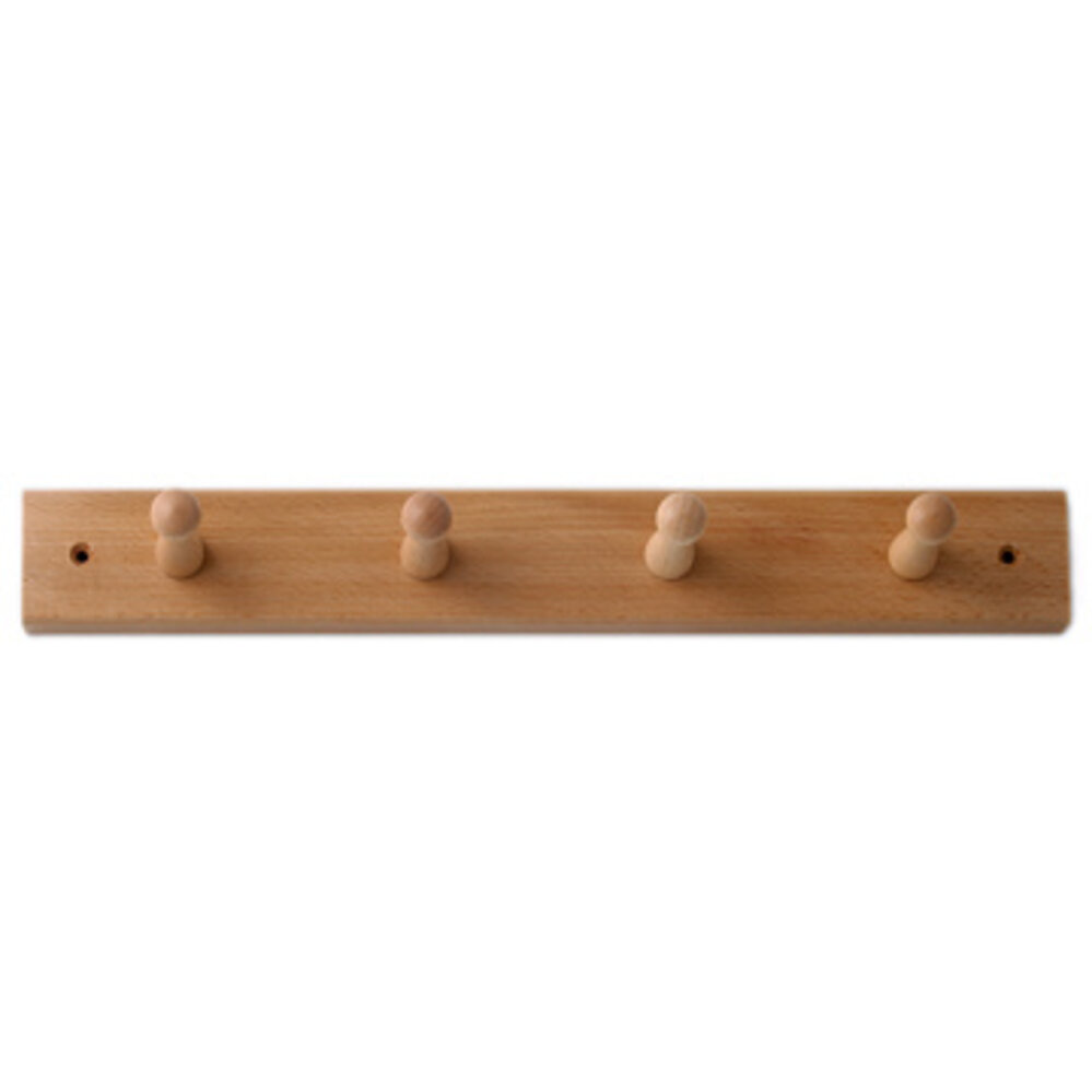 Plankkapstok beuk met 4 haken vernist 410 mm breed