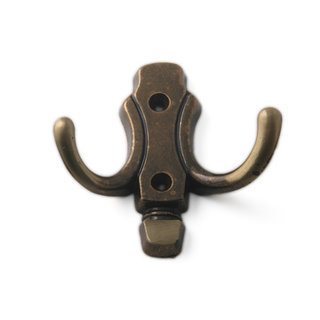 I.B.E. Coat hook double bronzed 2-hole vertical