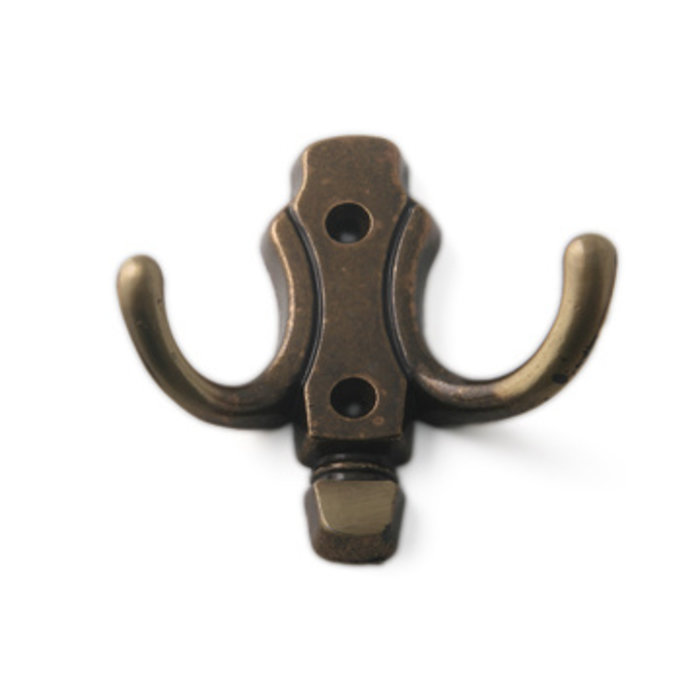 I.B.E. Doppelgarderobenhaken aus Zamak bronziert 2-Loch vertikal