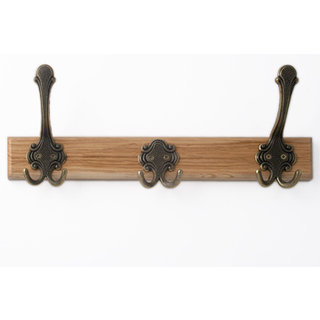 I.B.E. Shelf coat rack oak with 3 hooks 400 mm wide
